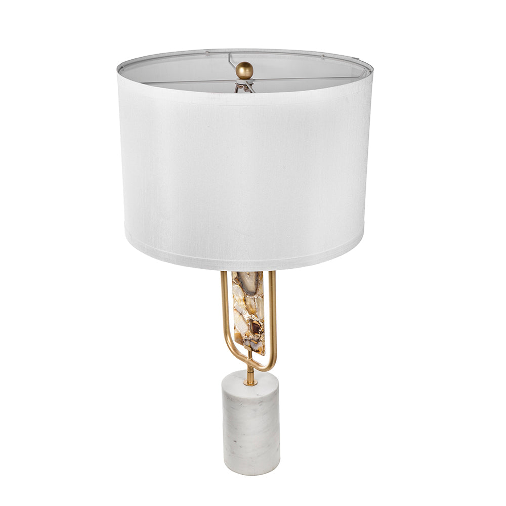 A&B Home 15" x 28" Bundle of 10 Agate and Gold Table Lamp With Drum-Shaped Shade