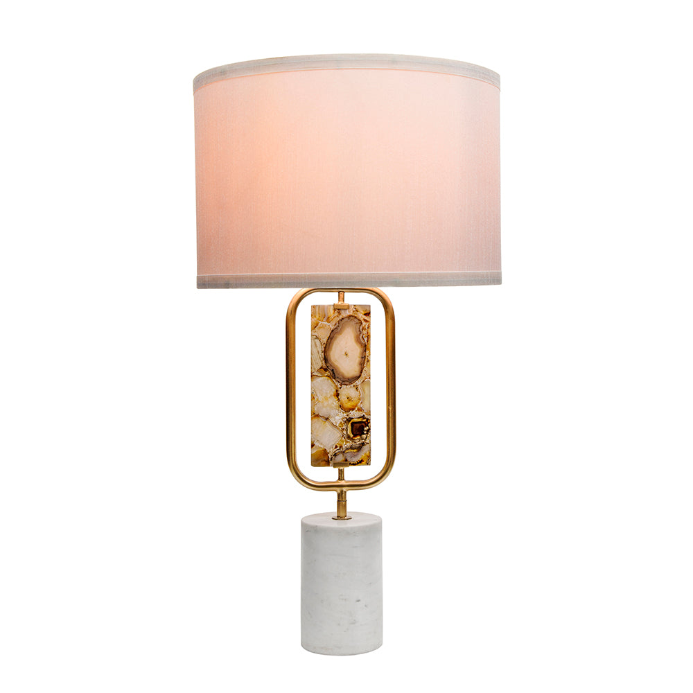 A&B Home 15" x 28" Bundle of 10 Agate and Gold Table Lamp With Drum-Shaped Shade