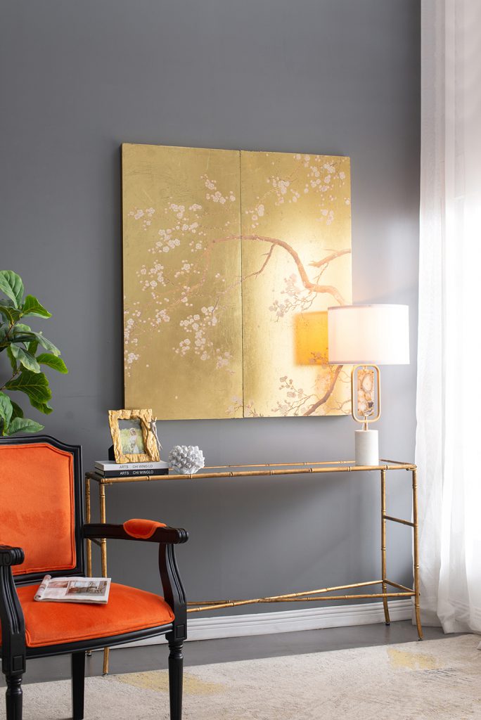 A&B Home 15" x 28" Bundle of 10 Agate and Gold Table Lamp With Drum-Shaped Shade