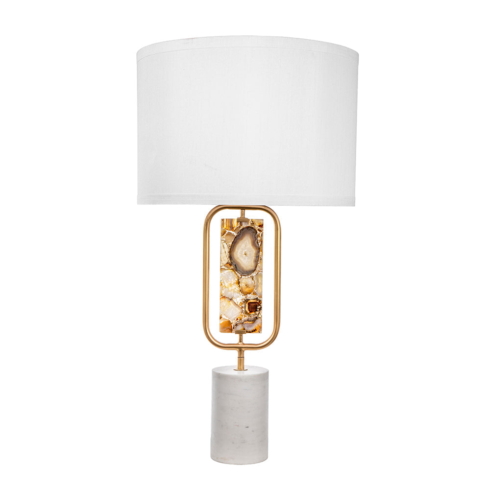 A&B Home 15" x 28" Bundle of 10 Agate and Gold Table Lamp With Drum-Shaped Shade