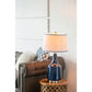 A&B Home 15" x 28" Bundle of 10 Blue Bottle Ceramic Table Lamp With White Drum Shade