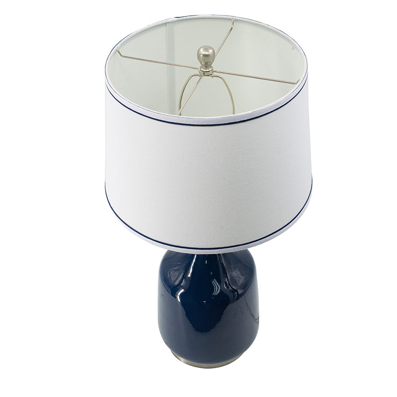 A&B Home 15" x 28" Bundle of 10 Blue Bottle Ceramic Table Lamp With White Drum Shade