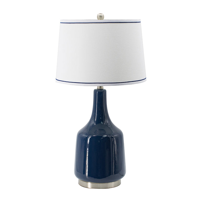 A&B Home 15" x 28" Bundle of 10 Blue Bottle Ceramic Table Lamp With White Drum Shade