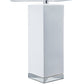 A&B Home 15" x 28" Bundle of 18 White Rectangular Base With Silver Accent Table Lamp With White Drum Shade