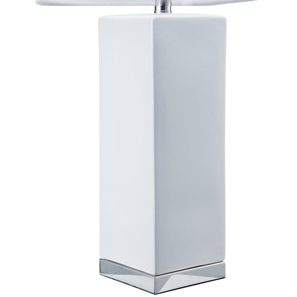 A&B Home 15" x 28" Bundle of 18 White Rectangular Base With Silver Accent Table Lamp With White Drum Shade