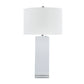 A&B Home 15" x 28" Bundle of 18 White Rectangular Base With Silver Accent Table Lamp With White Drum Shade
