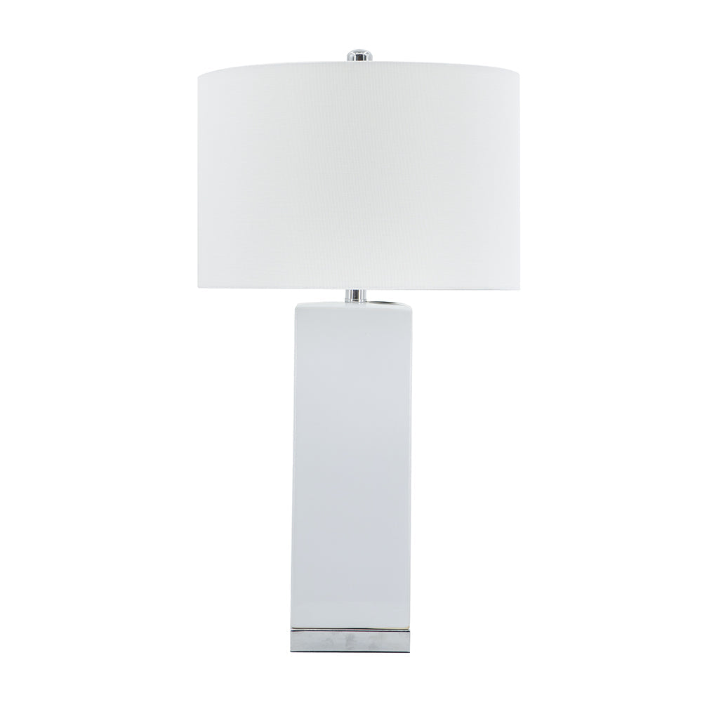 A&B Home 15" x 28" Bundle of 18 White Rectangular Base With Silver Accent Table Lamp With White Drum Shade