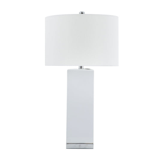 A&B Home 15" x 28" Bundle of 18 White Rectangular Base With Silver Accent Table Lamp With White Drum Shade
