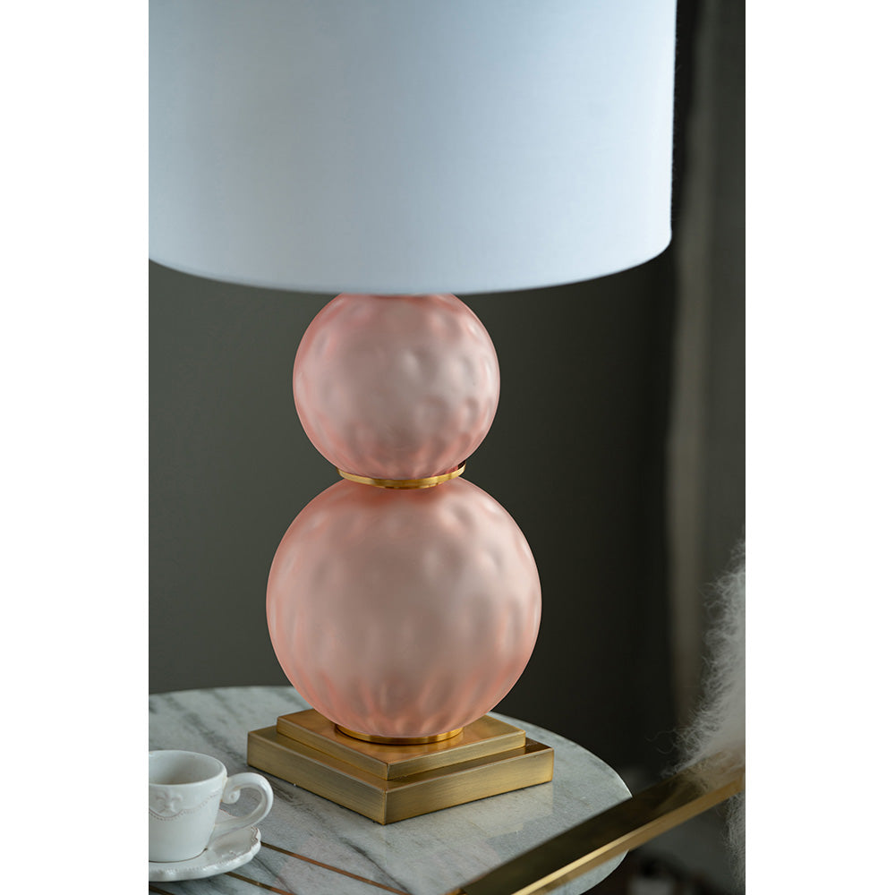 A&B Home 15" x 29" Bundle of 10 Pink Stack Globe and Brass Base Table Lamp With White Drum Shade