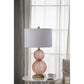 A&B Home 15" x 29" Bundle of 10 Pink Stack Globe and Brass Base Table Lamp With White Drum Shade