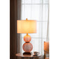 A&B Home 15" x 29" Bundle of 10 Pink Stack Globe and Brass Base Table Lamp With White Drum Shade