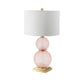 A&B Home 15" x 29" Bundle of 10 Pink Stack Globe and Brass Base Table Lamp With White Drum Shade