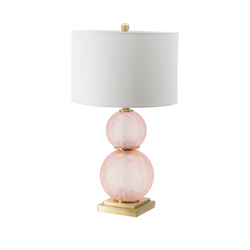 A&B Home 15" x 29" Bundle of 10 Pink Stack Globe and Brass Base Table Lamp With White Drum Shade