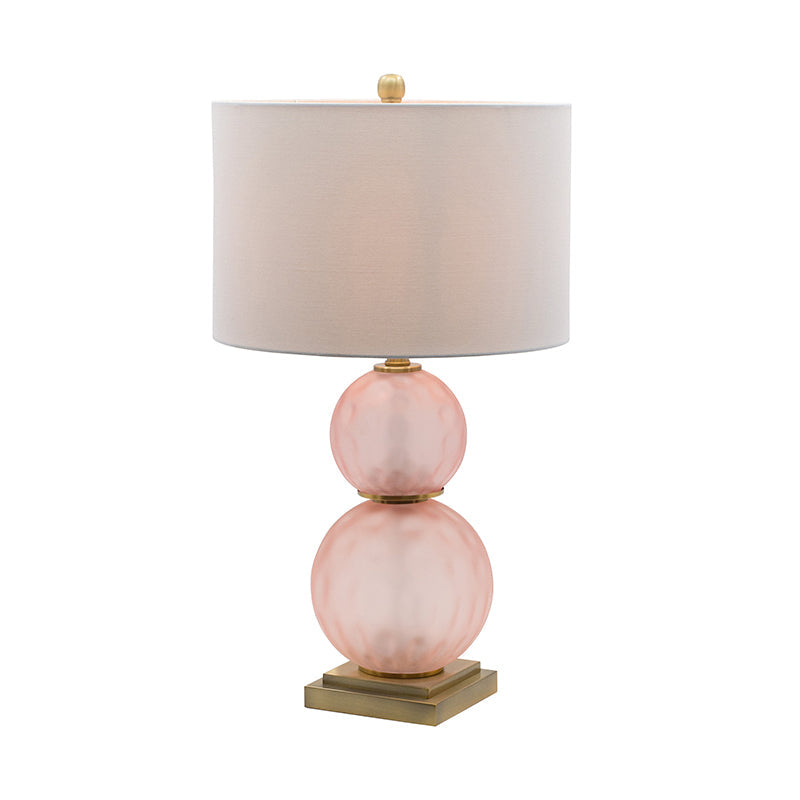 A&B Home 15" x 29" Bundle of 10 Pink Stack Globe and Brass Base Table Lamp With White Drum Shade