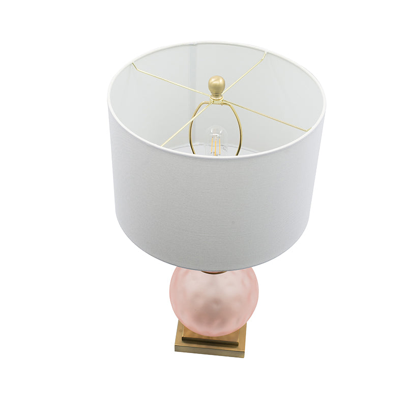 A&B Home 15" x 29" Bundle of 10 Pink Stack Globe and Brass Base Table Lamp With White Drum Shade