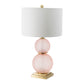A&B Home 15" x 29" Bundle of 10 Pink Stack Globe and Brass Base Table Lamp With White Drum Shade
