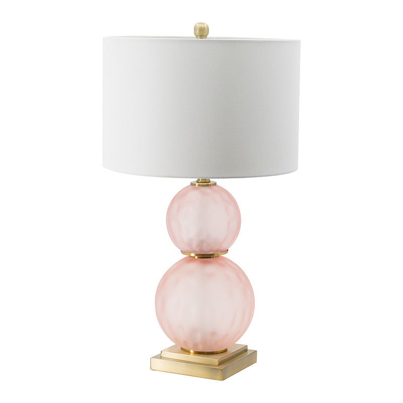 A&B Home 15" x 29" Bundle of 10 Pink Stack Globe and Brass Base Table Lamp With White Drum Shade