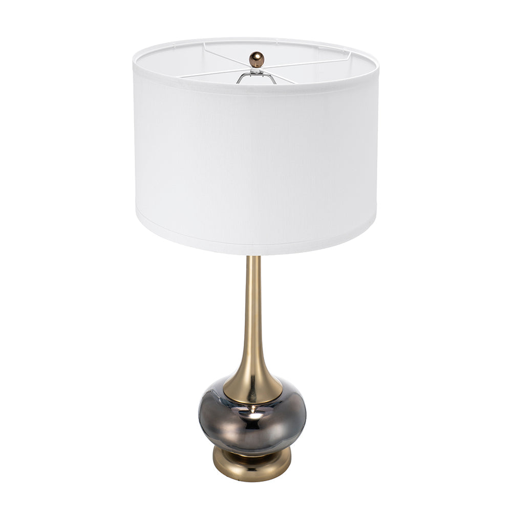 A&B Home 15" x 29" Bundle of 11 Round Gray and Gold Table Lamp with White Drum Shade
