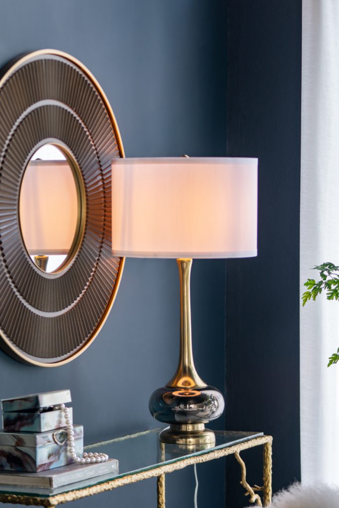 A&B Home 15" x 29" Bundle of 11 Round Gray and Gold Table Lamp with White Drum Shade