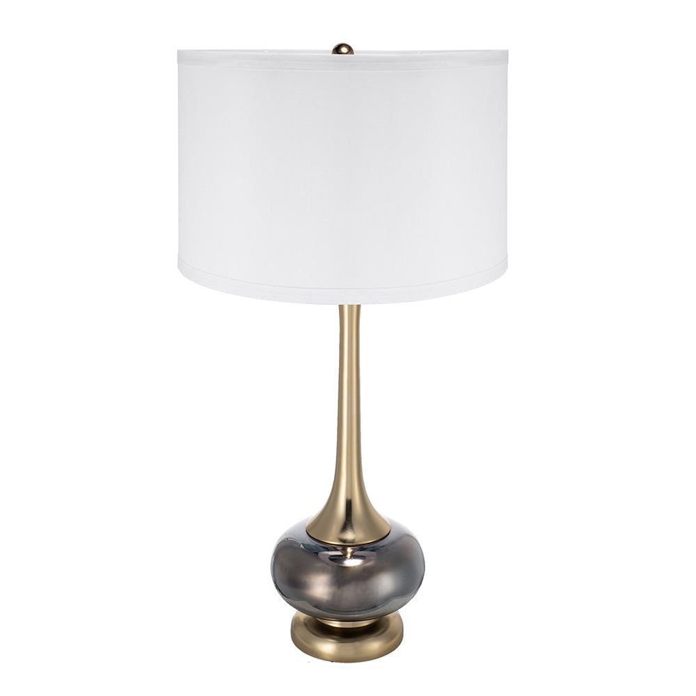 A&B Home 15" x 29" Bundle of 11 Round Gray and Gold Table Lamp with White Drum Shade