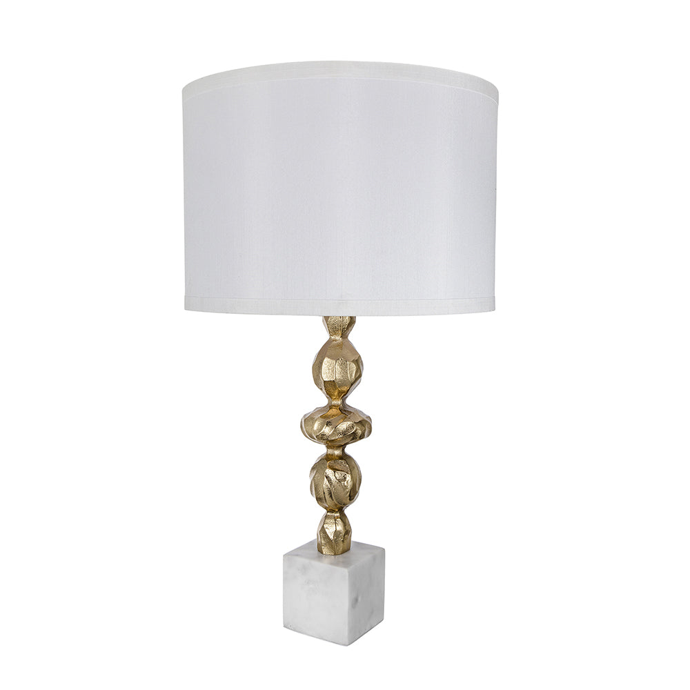 A&B Home 15" x 29" Bundle of 12 White Marble Base With Gold Accent Table Lamp With White Drum Shade