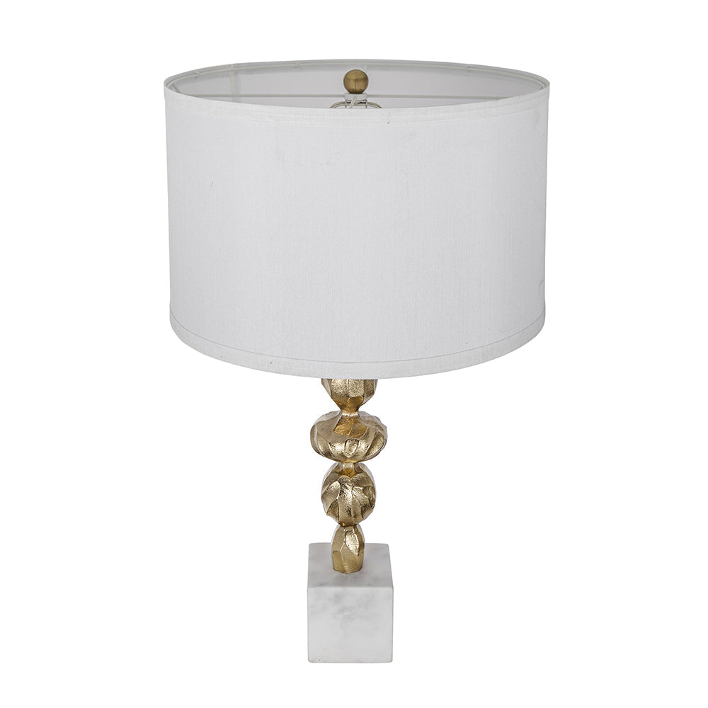 A&B Home 15" x 29" Bundle of 12 White Marble Base With Gold Accent Table Lamp With White Drum Shade