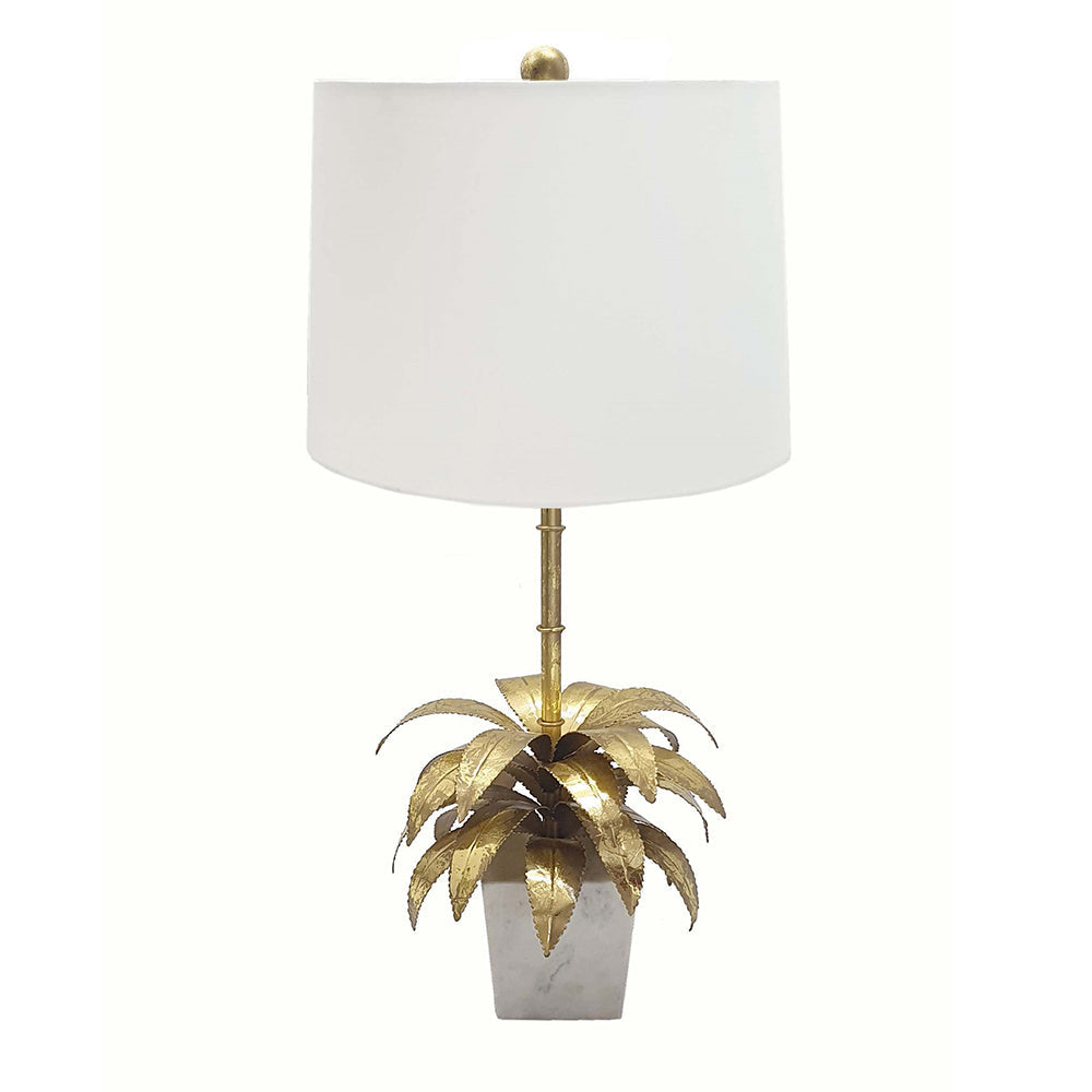 A&B Home 15" x 29" Bundle of 12 White Marble Base With Gold Bamboo and Leaves Accent Table Lamp
