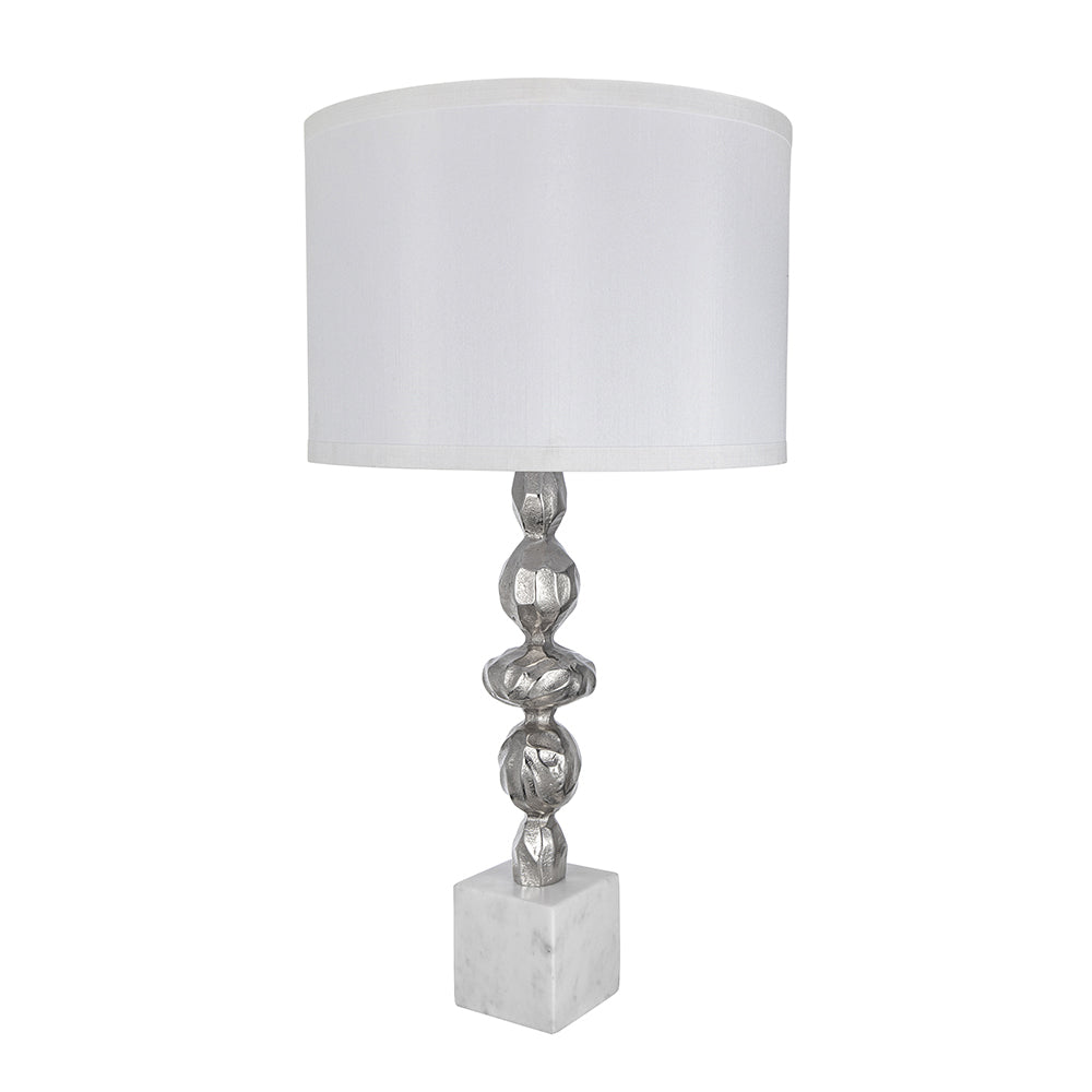 A&B Home 15" x 29" Bundle of 12 White Marble Base With Silver Accent Table Lamp With White Drum Shade