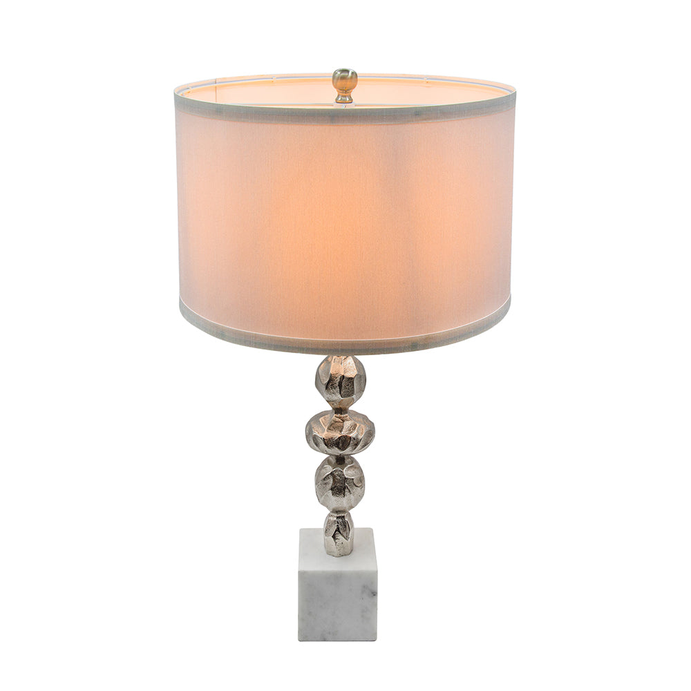 A&B Home 15" x 29" Bundle of 12 White Marble Base With Silver Accent Table Lamp With White Drum Shade