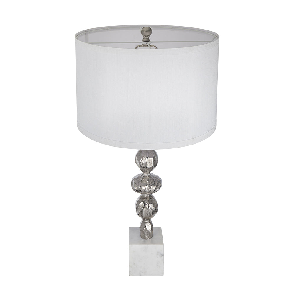 A&B Home 15" x 29" Bundle of 12 White Marble Base With Silver Accent Table Lamp With White Drum Shade