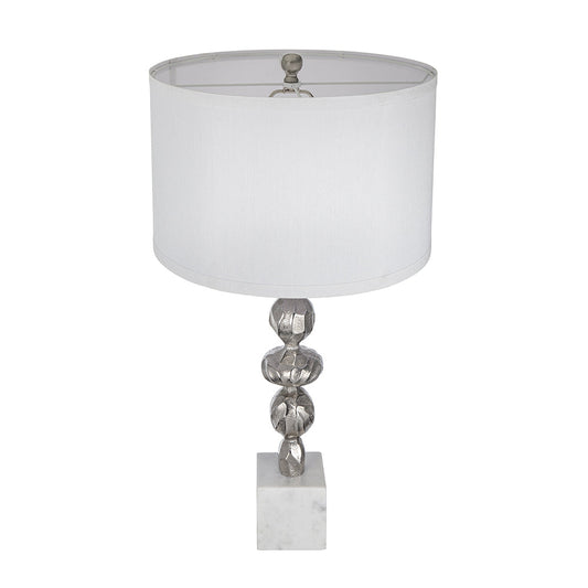 A&B Home 15" x 29" Bundle of 12 White Marble Base With Silver Accent Table Lamp With White Drum Shade