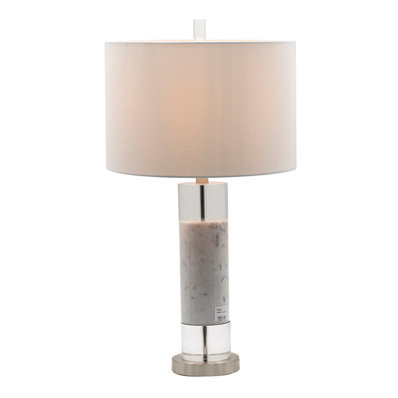 A&B Home 15" x 29" Bundle of 12 White Marble and Clear Acrylic Table Lamp With White Drum Shade