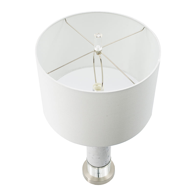 A&B Home 15" x 29" Bundle of 12 White Marble and Clear Acrylic Table Lamp With White Drum Shade