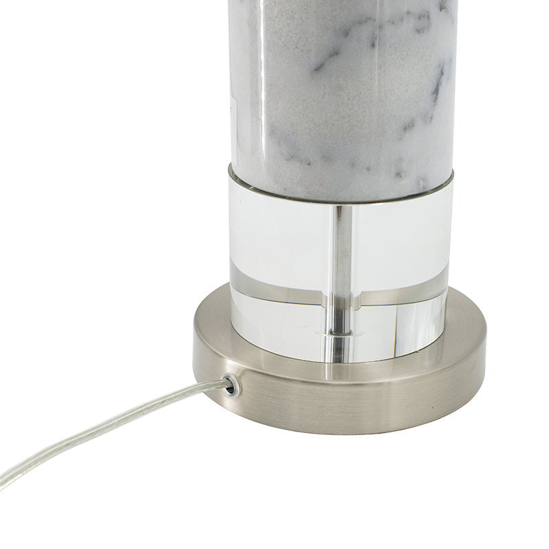 A&B Home 15" x 29" Bundle of 12 White Marble and Clear Acrylic Table Lamp With White Drum Shade