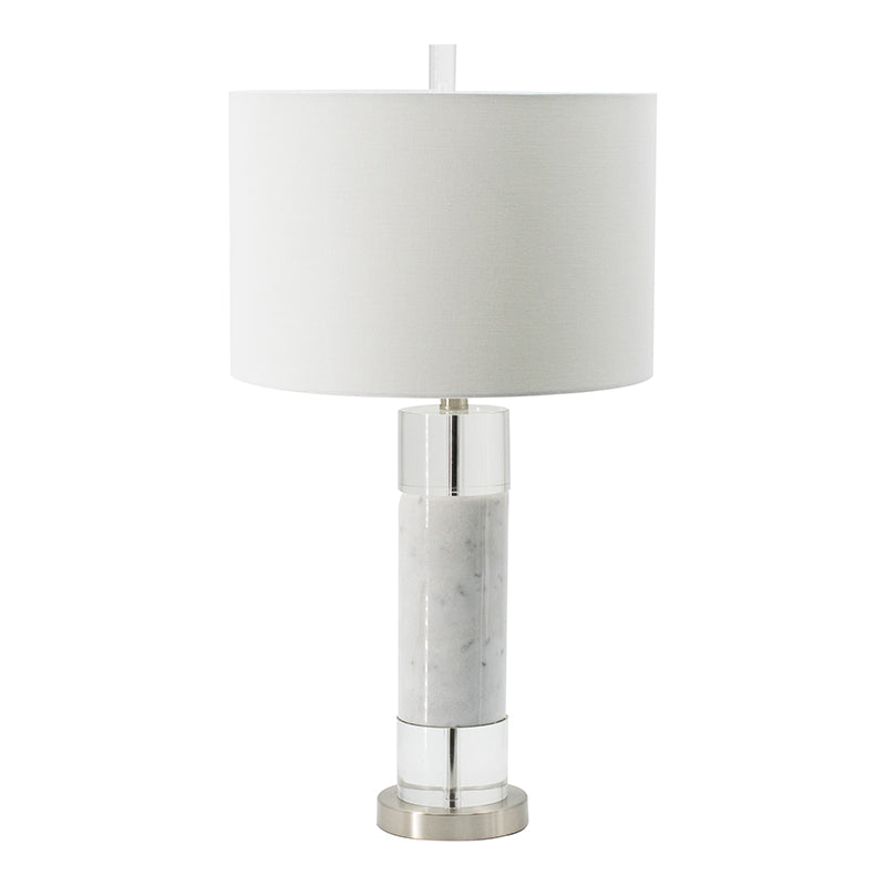 A&B Home 15" x 29" Bundle of 12 White Marble and Clear Acrylic Table Lamp With White Drum Shade