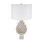 A&B Home 15" x 29" Bundle of 13 White and Silver Leaf Table Lamp with Drum Shade and Marble Base