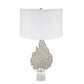 A&B Home 15" x 29" Bundle of 13 White and Silver Leaf Table Lamp with Drum Shade and Marble Base
