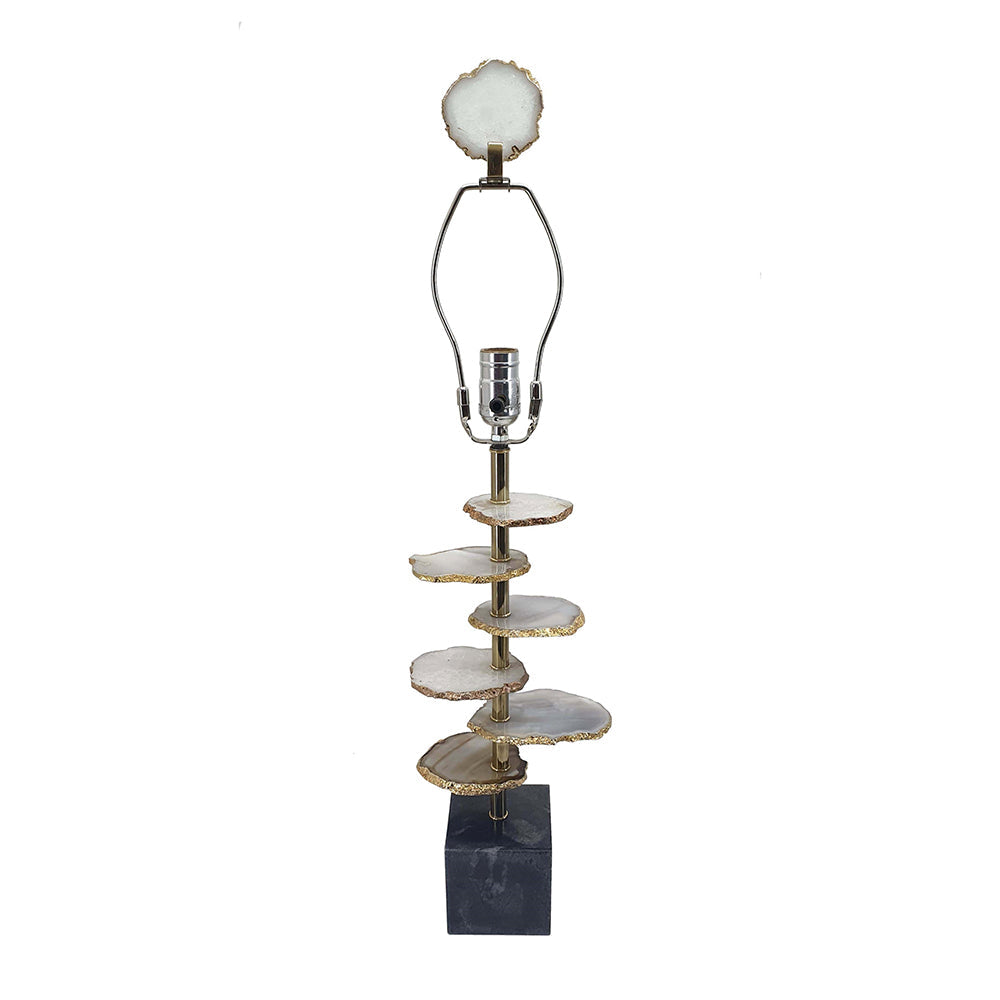 A&B Home 15" x 30" Bundle of 10 Black Marble Base and Smoke Agate Slice Table Lamp With Drum Shade
