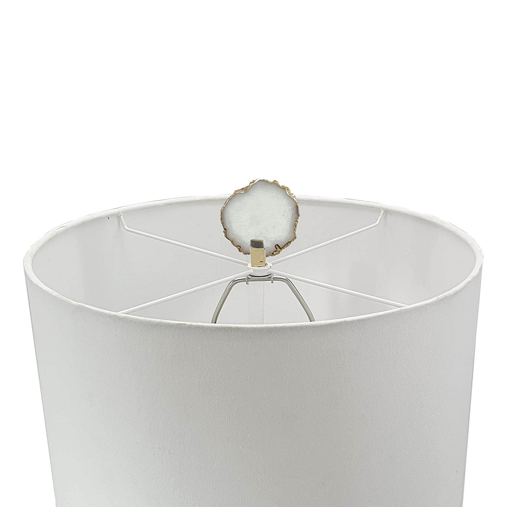 A&B Home 15" x 30" Bundle of 10 Black Marble Base and Smoke Agate Slice Table Lamp With Drum Shade