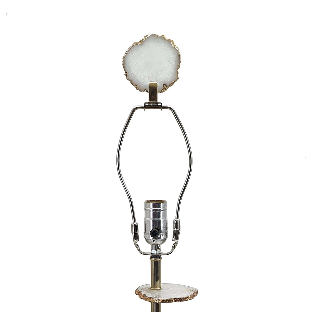 A&B Home 15" x 30" Bundle of 10 Black Marble Base and Smoke Agate Slice Table Lamp With Drum Shade