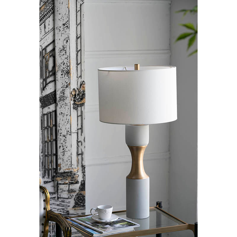 A&B Home 15" x 30" Bundle of 10 White Cement With Brass Metal Band and White Drum Shade
