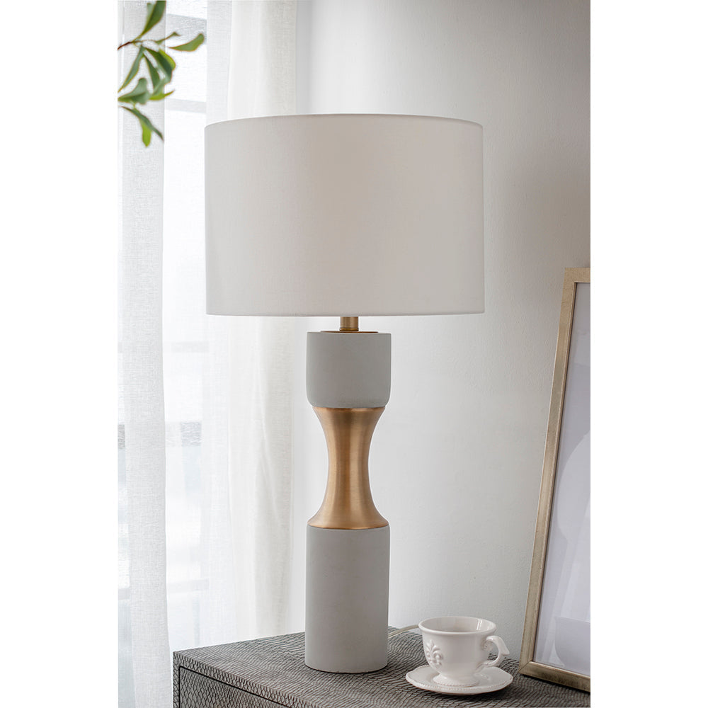 A&B Home 15" x 30" Bundle of 10 White Cement With Brass Metal Band and White Drum Shade