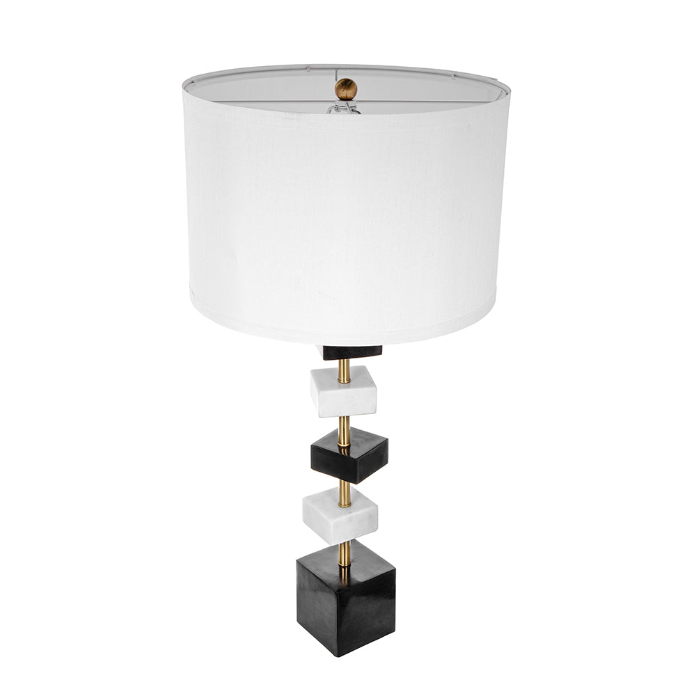 A&B Home 15" x 30" Bundle of 12 Black and White Table Lamp With Drum-Shaped Shade