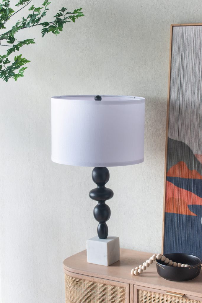 A&B Home 15" x 30" Bundle of 12 Black and White Table Lamp with Round Four Tiered Body