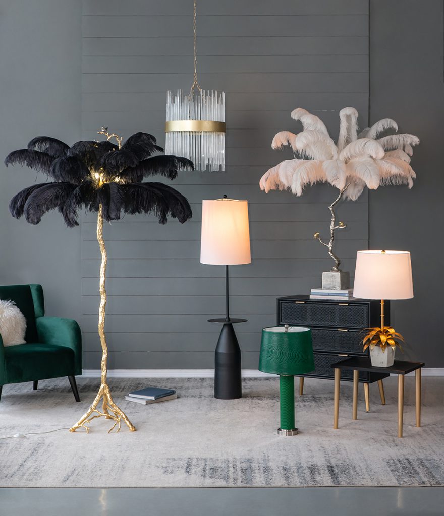 A&B Home 15" x 61" Bundle of 9 Black and White Bullet Shape Floor Lamp