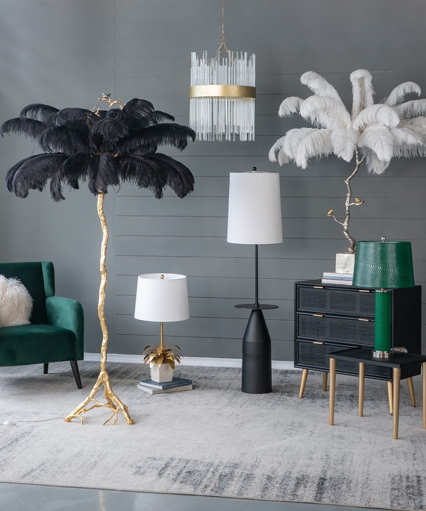 A&B Home 15" x 61" Bundle of 9 Black and White Bullet Shape Floor Lamp