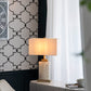 A&B Home 16" x 23" Bundle of 8 Rectangular White Fabric Shade With Alabaster Frame and Gold Accent Table Lamp