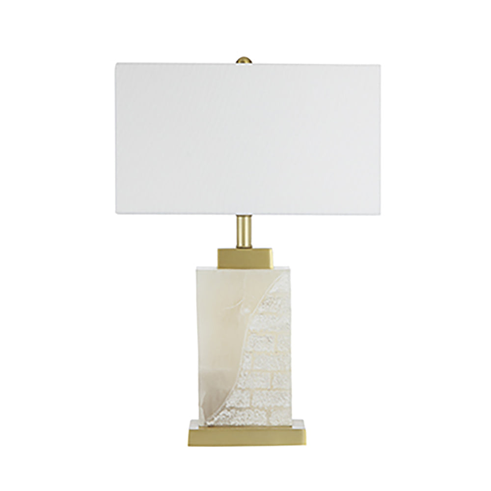 A&B Home 16" x 23" Bundle of 8 Rectangular White Fabric Shade With Alabaster Frame and Gold Accent Table Lamp