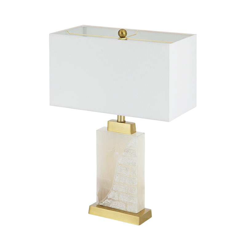 A&B Home 16" x 23" Bundle of 8 Rectangular White Fabric Shade With Alabaster Frame and Gold Accent Table Lamp