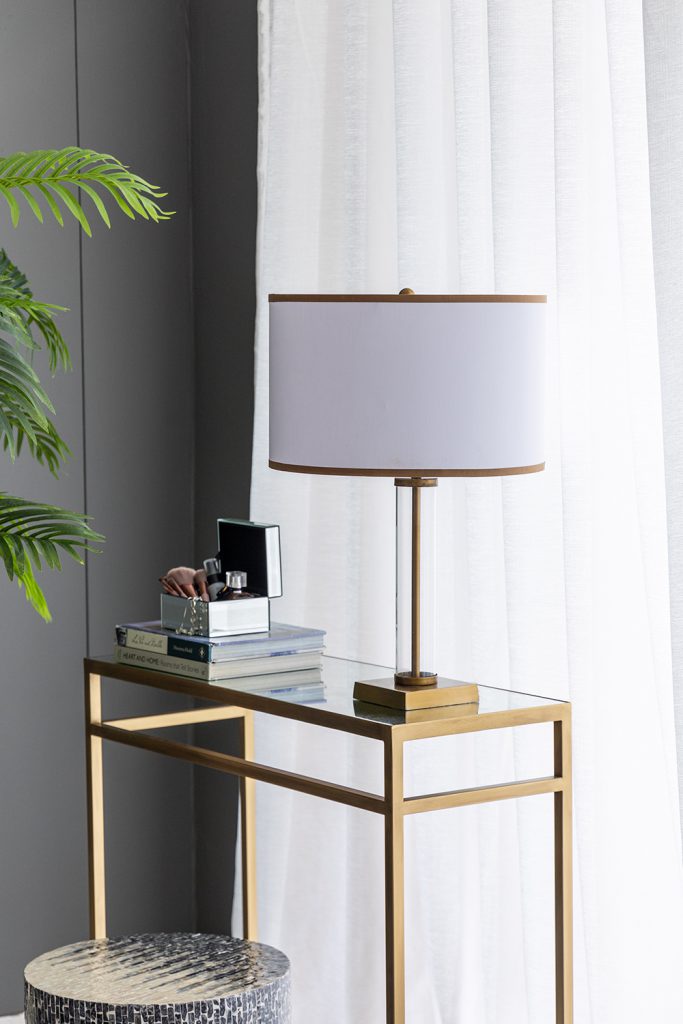 A&B Home 16" x 24" Bundle of 11 Gold and White Table Lamp with Glass Cylinder and Pedestal Base